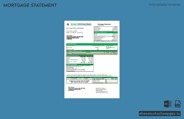 Beispiel eines Hypothekenauszugs der Banco Patagonia in Argentinien (Vorschau)